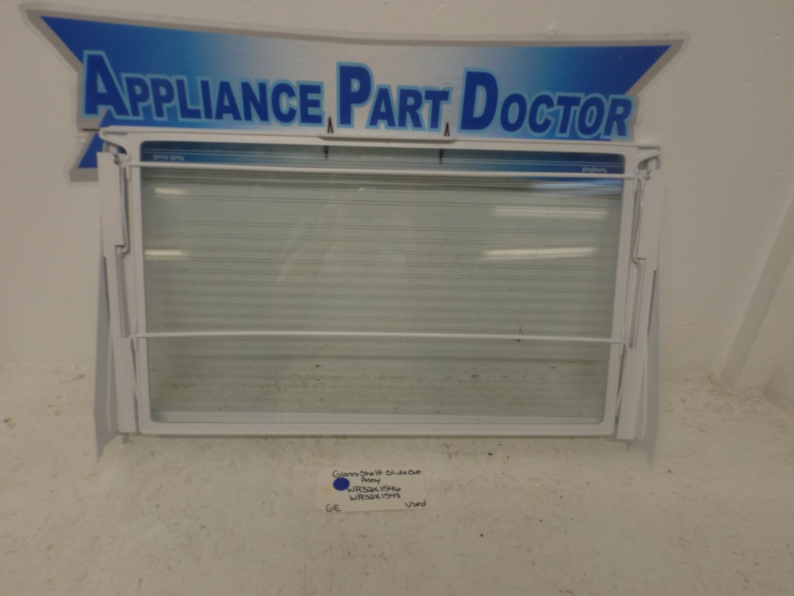 GE Refrigerator WR32X1546 WR32X1548 Glass Shelf Slide Out Assy Used GE Refrigerator WR32X1546 WR32X1548 Glass Shelf Slide Out Assy Used